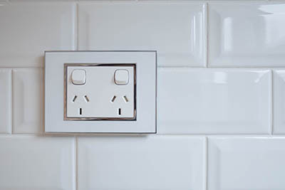 Power plugs installed on wall