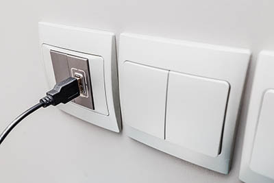 closeup of USB outlet